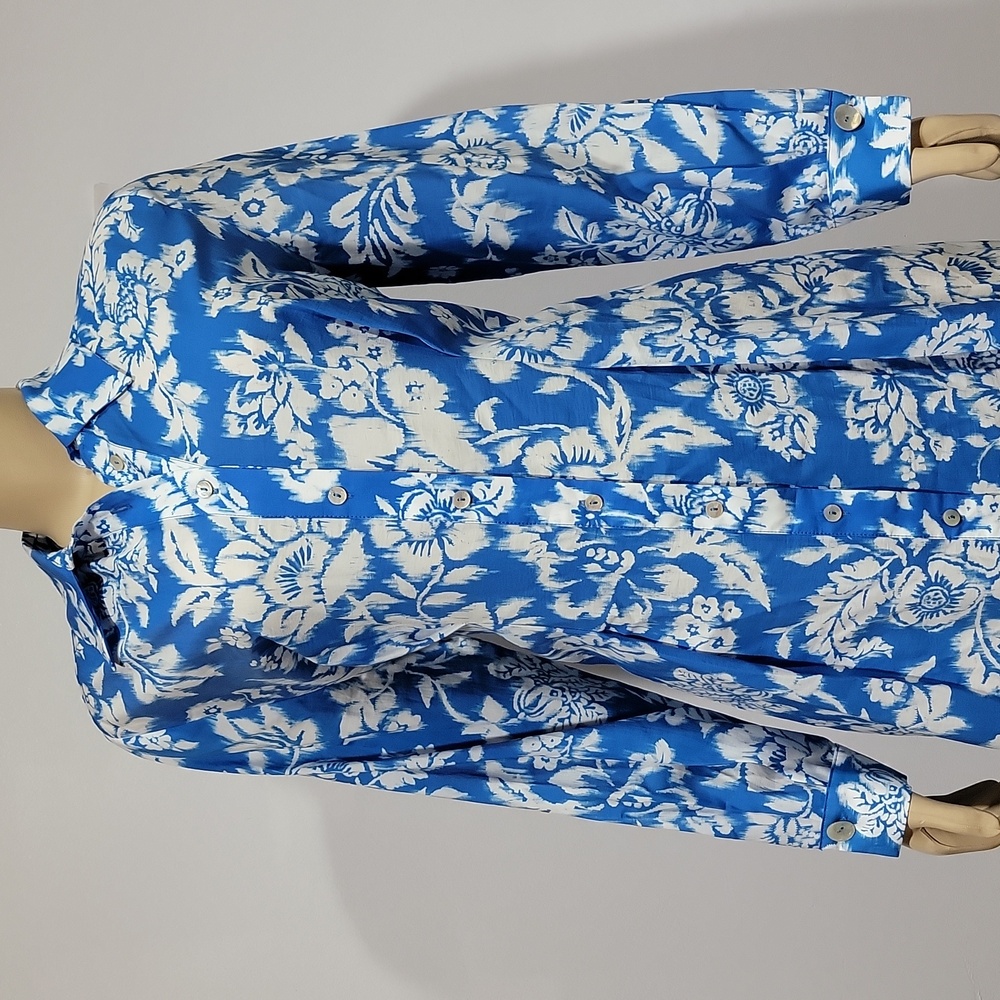 Zara floral Blue print shirt dress Size M NEW - Picture 4 of 11